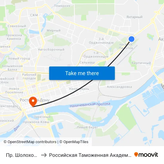 Пр. Шолохова to Российская Таможенная Академия map