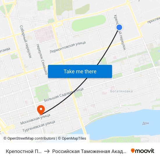 Крепостной Пер. to Российская Таможенная Академия map