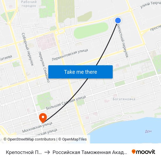 Крепостной Пер. to Российская Таможенная Академия map