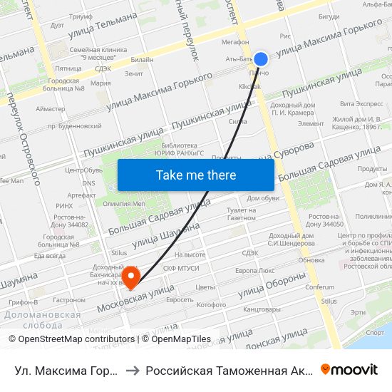 Ул. Максима Горького to Российская Таможенная Академия map