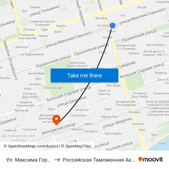 Ул. Максима Горького to Российская Таможенная Академия map