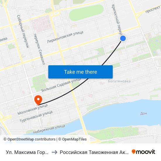 Ул. Максима Горького to Российская Таможенная Академия map