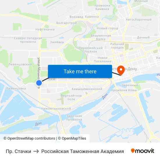 Пр. Стачки to Российская Таможенная Академия map