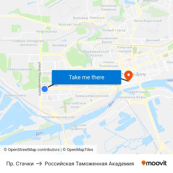 Пр. Стачки to Российская Таможенная Академия map