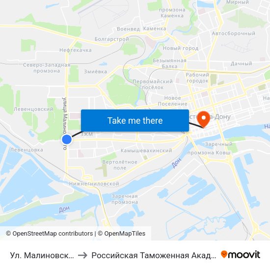 Ул. Малиновского to Российская Таможенная Академия map