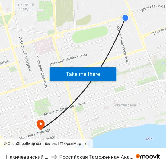 Нахичеванский Пер. to Российская Таможенная Академия map
