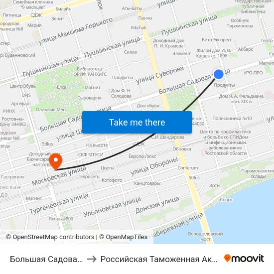 Большая Садовая Ул. to Российская Таможенная Академия map