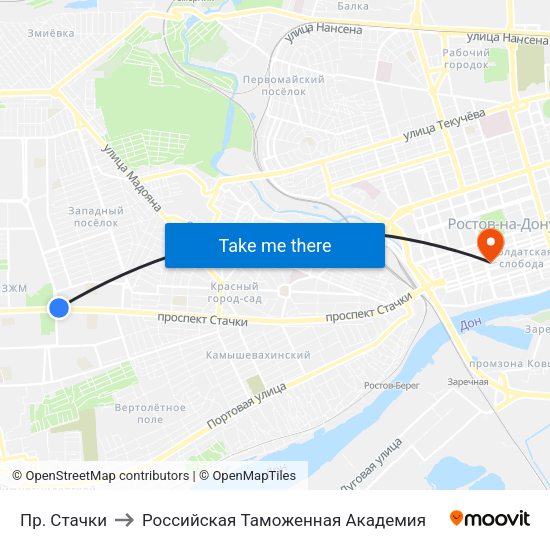 Пр. Стачки to Российская Таможенная Академия map