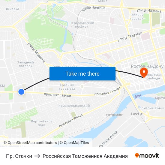 Пр. Стачки to Российская Таможенная Академия map