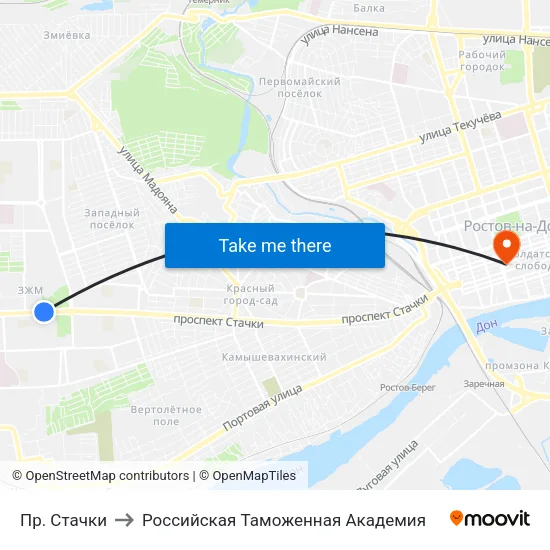 Пр. Стачки to Российская Таможенная Академия map