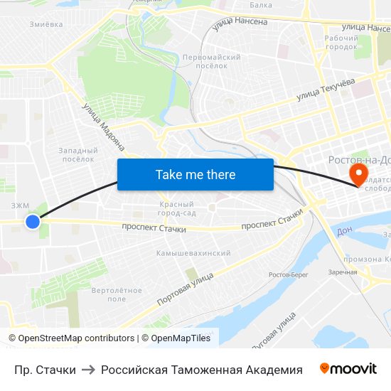 Пр. Стачки to Российская Таможенная Академия map