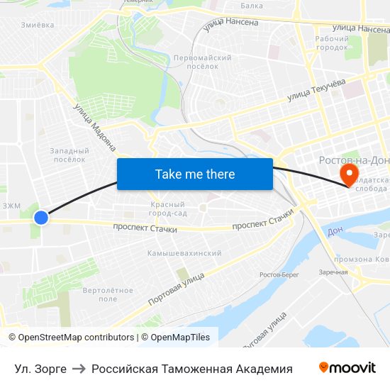 Ул. Зорге to Российская Таможенная Академия map