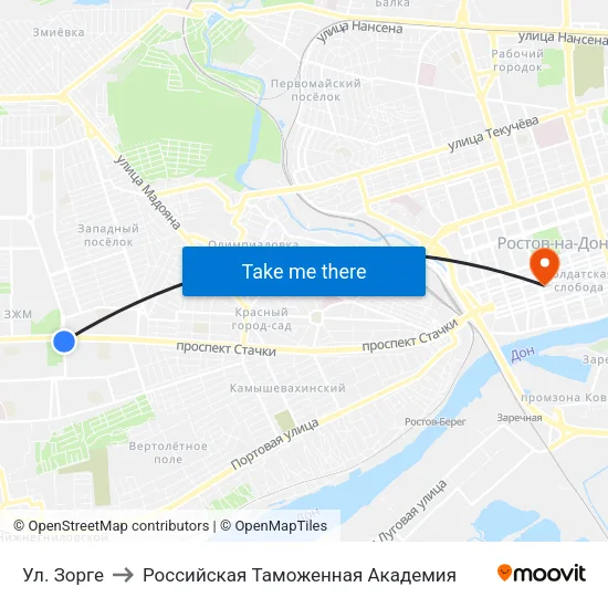 Ул. Зорге to Российская Таможенная Академия map