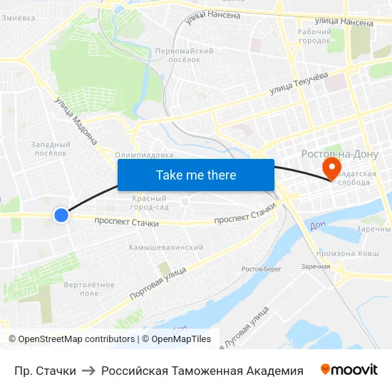Пр. Стачки to Российская Таможенная Академия map