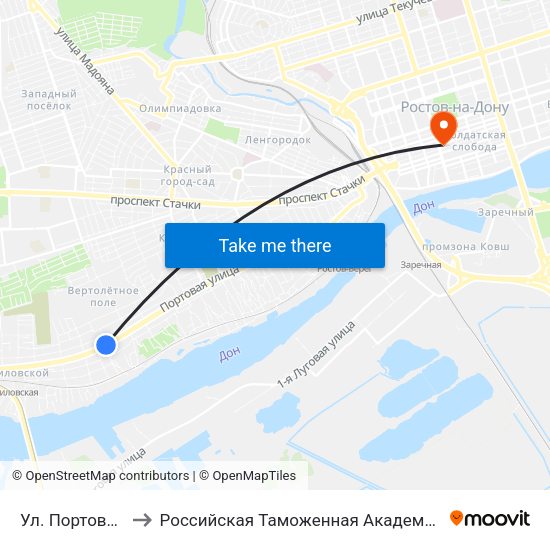 Ул. Портовая to Российская Таможенная Академия map
