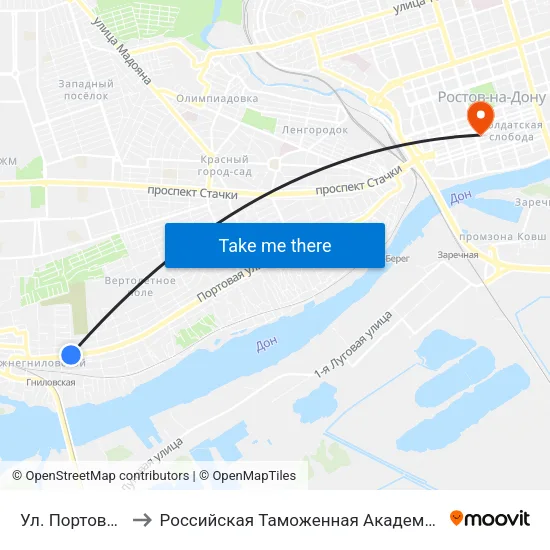 Ул. Портовая to Российская Таможенная Академия map