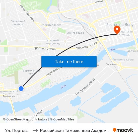 Ул. Портовая to Российская Таможенная Академия map