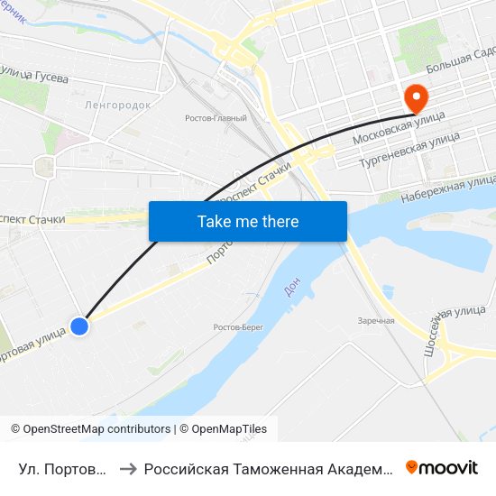 Ул. Портовая to Российская Таможенная Академия map