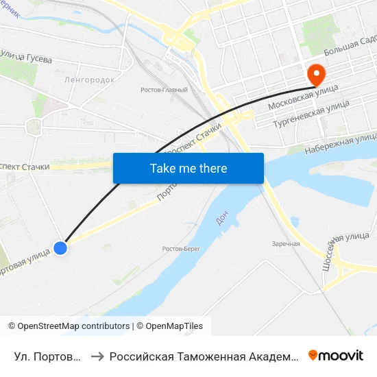 Ул. Портовая to Российская Таможенная Академия map