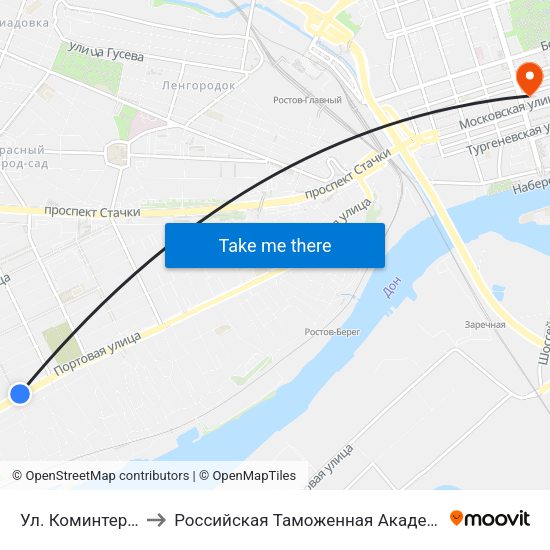 Ул. Коминтерна to Российская Таможенная Академия map