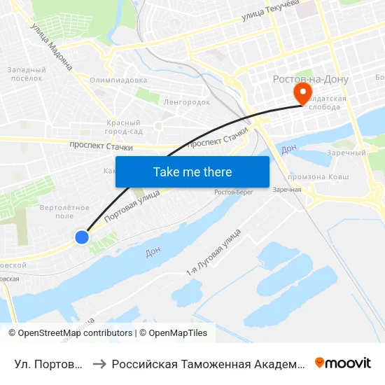Ул. Портовая to Российская Таможенная Академия map