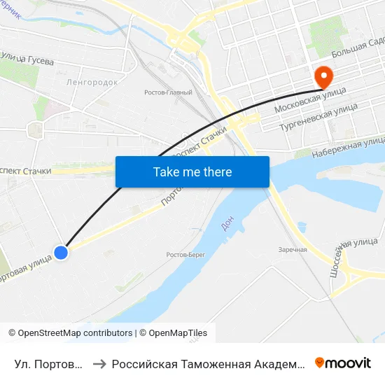 Ул. Портовая to Российская Таможенная Академия map