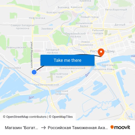 Магазин "Богатырь" to Российская Таможенная Академия map