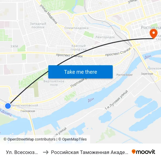 Ул. Всесоюзная to Российская Таможенная Академия map