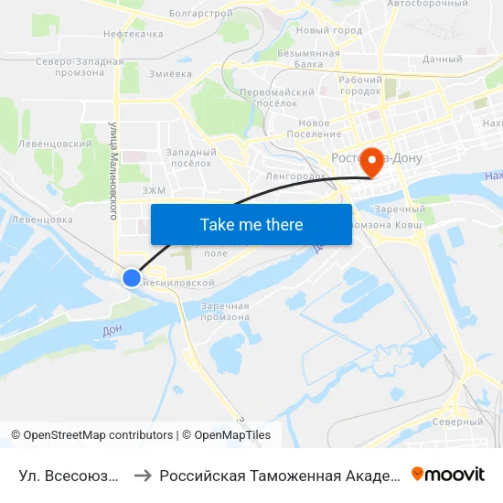 Ул. Всесоюзная to Российская Таможенная Академия map