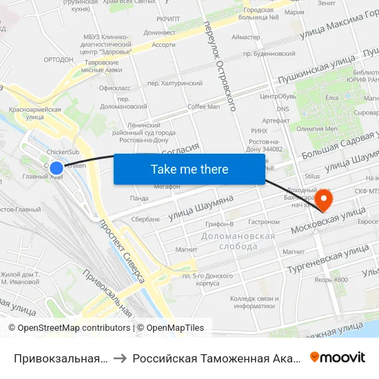 Привокзальная Пл. to Российская Таможенная Академия map