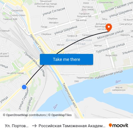 Ул. Портовая to Российская Таможенная Академия map