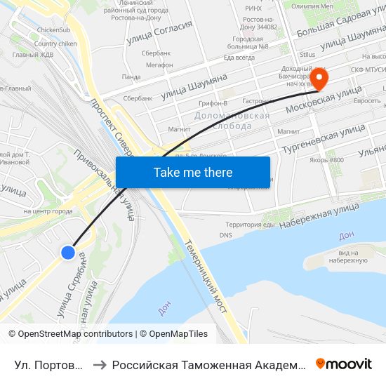 Ул. Портовая to Российская Таможенная Академия map