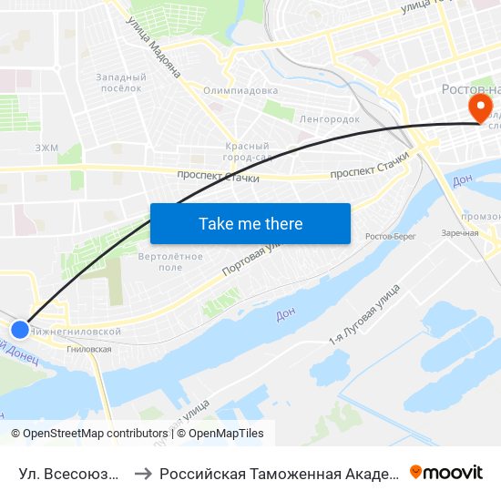 Ул. Всесоюзная to Российская Таможенная Академия map