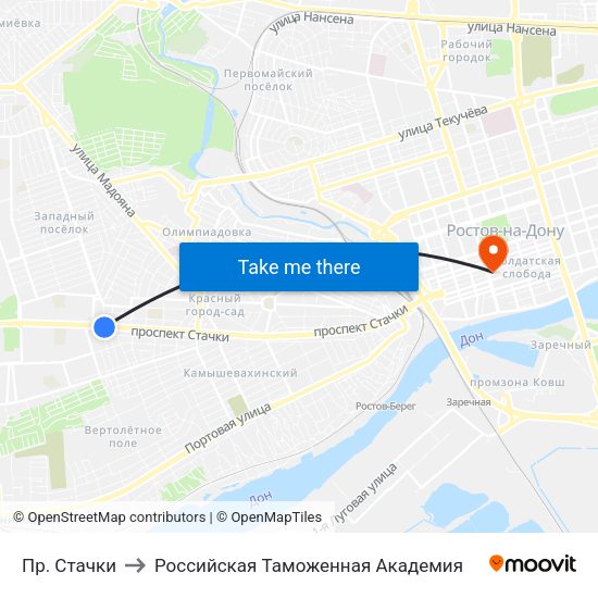 Пр. Стачки to Российская Таможенная Академия map