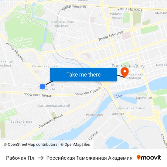 Рабочая Пл. to Российская Таможенная Академия map