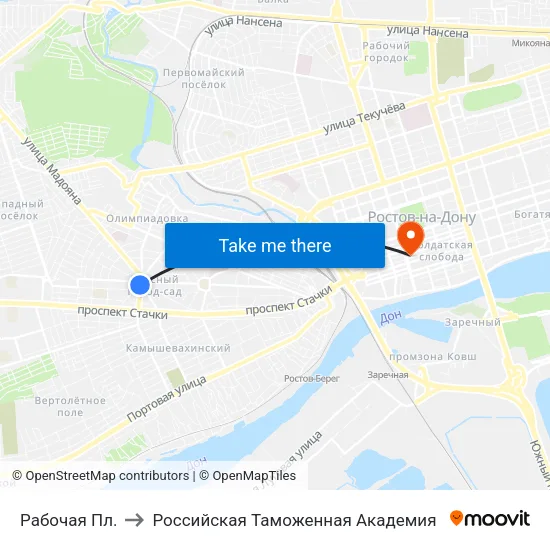 Рабочая Пл. to Российская Таможенная Академия map