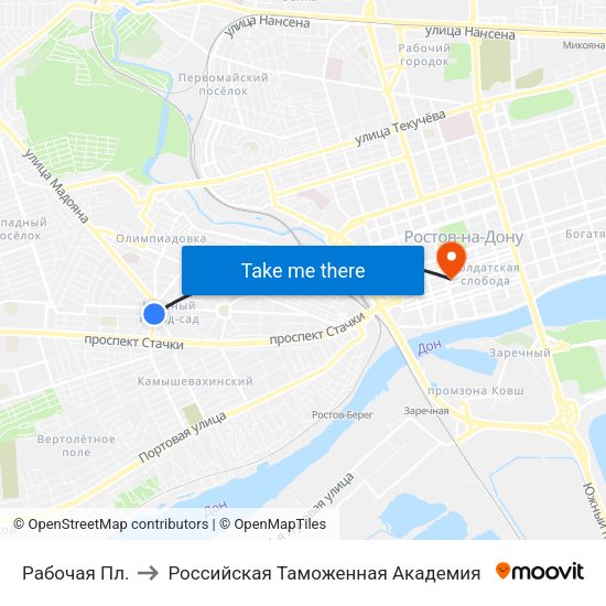 Рабочая Пл. to Российская Таможенная Академия map
