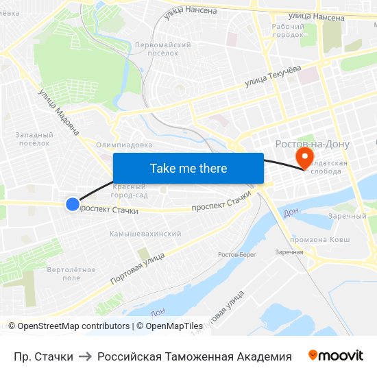 Пр. Стачки to Российская Таможенная Академия map