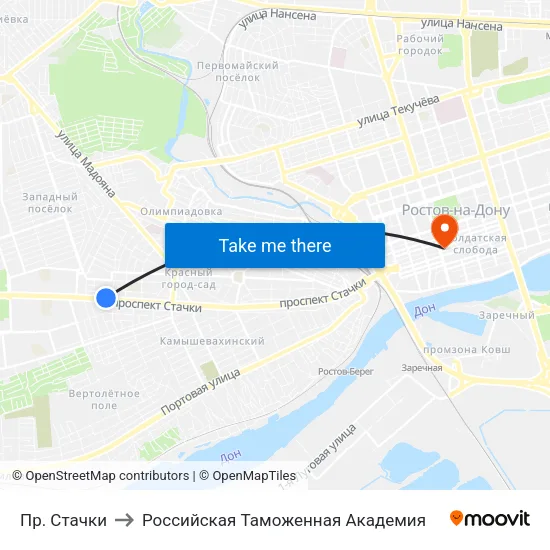 Пр. Стачки to Российская Таможенная Академия map