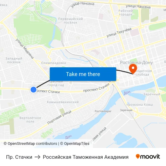 Пр. Стачки to Российская Таможенная Академия map