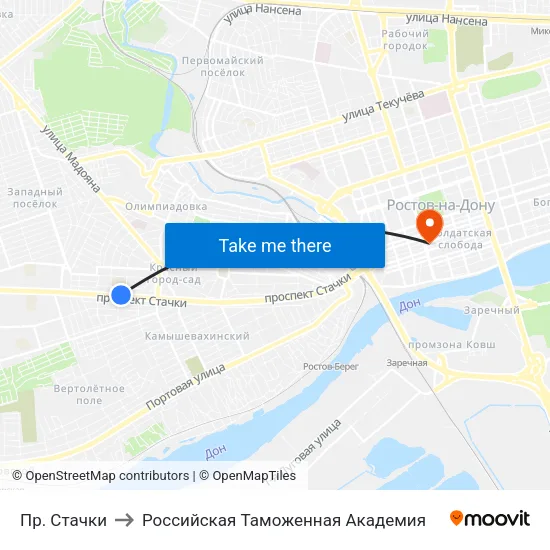 Пр. Стачки to Российская Таможенная Академия map