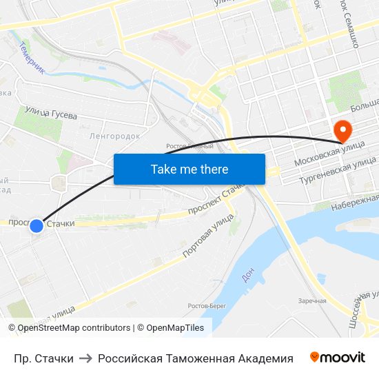 Пр. Стачки to Российская Таможенная Академия map