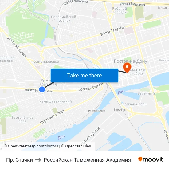 Пр. Стачки to Российская Таможенная Академия map