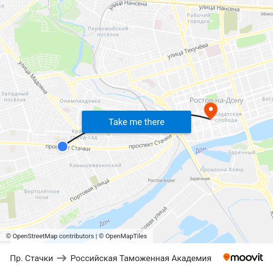 Пр. Стачки to Российская Таможенная Академия map