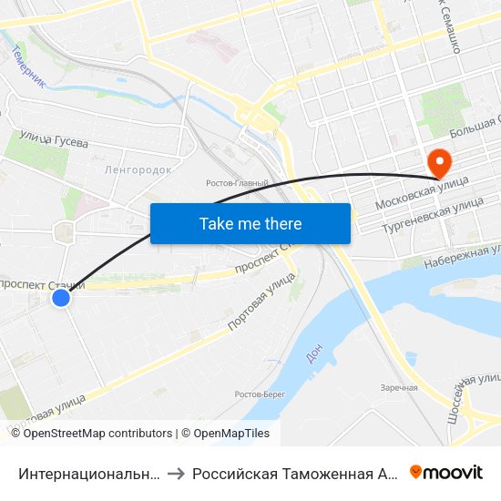 Интернациональная Ул. to Российская Таможенная Академия map