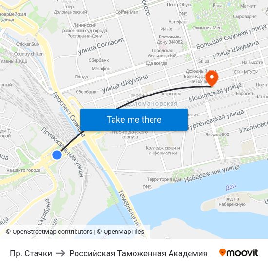 Пр. Стачки to Российская Таможенная Академия map