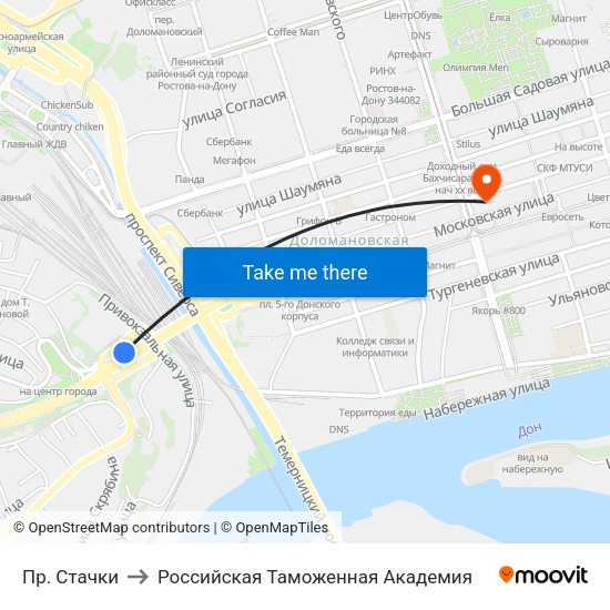 Пр. Стачки to Российская Таможенная Академия map
