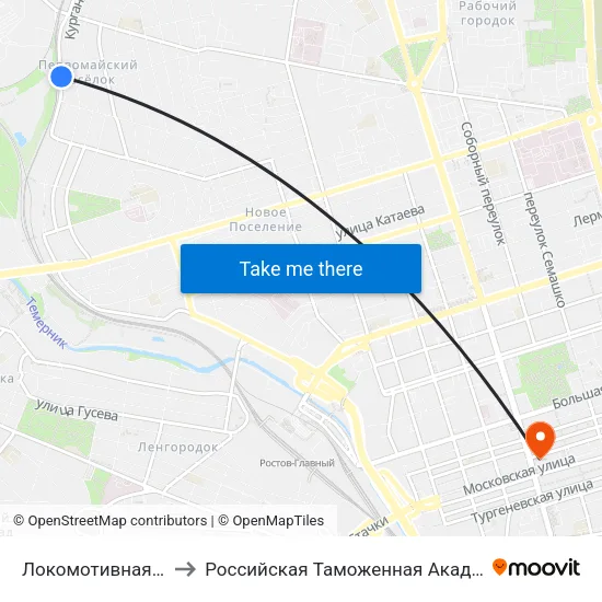 Локомотивная Ул. to Российская Таможенная Академия map