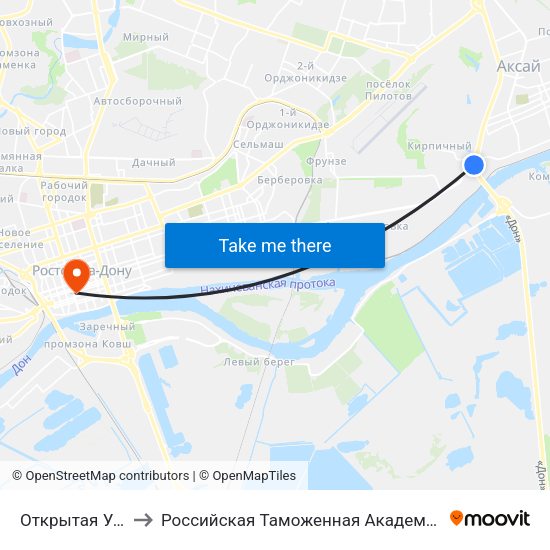 Открытая Ул. to Российская Таможенная Академия map