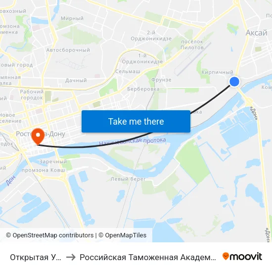 Открытая Ул. to Российская Таможенная Академия map